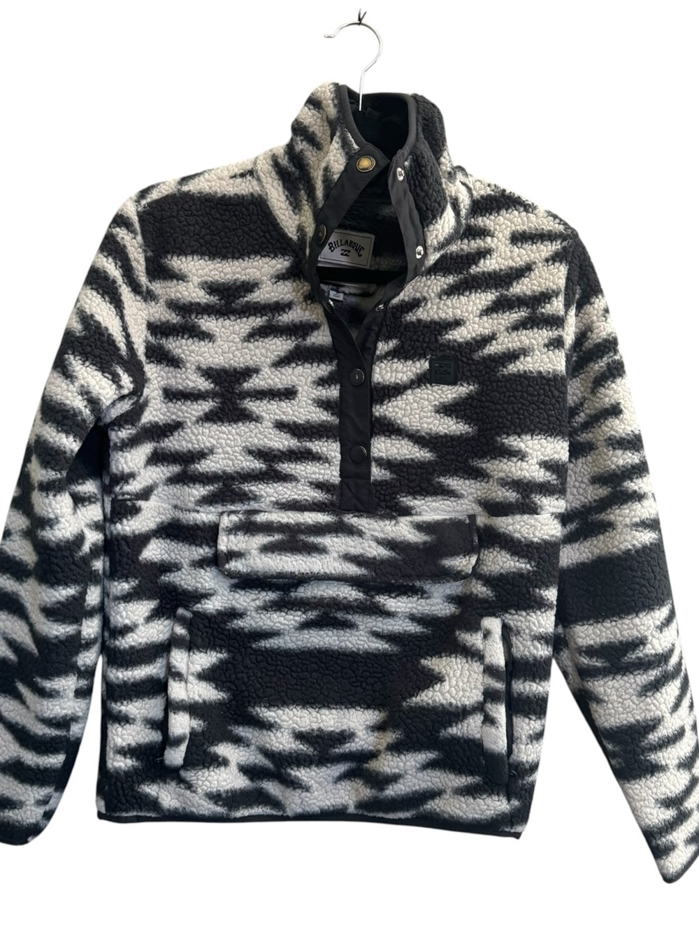 Billabong Switchback Sherpa Fleece size small black white pullover jacket #7470